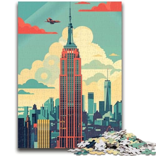 Empire State Building Skyline Puzzle 1000 Teile für Erwachsene, Spielzeug, Lernspiele, Stressabbau, Wichtelgeschenke für Kinder ab 14 Jahren, 1000 Teile (26x38cm) von NYANBFKEA