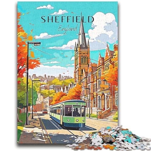 England Sheffield Reisepuzzle 2000 Teile für Teenager, ab 14 Jahren, Heimkunstdekor, Familienspiele, Weihnachts- und Geburtstagsgeschenke, 2000 Teile (70x100cm) von NYANBFKEA