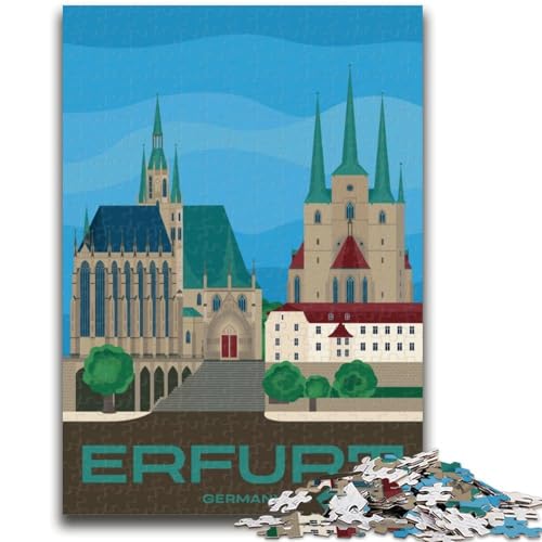 Erfurt Stadtbild 1000-teiliges Puzzle für Erwachsene, Lernspiele, DIY-Spielzeug mit passendem Poster und Quizblatt für Kinder ab 14 Jahren, 1000 Teile (26x38cm) von NYANBFKEA