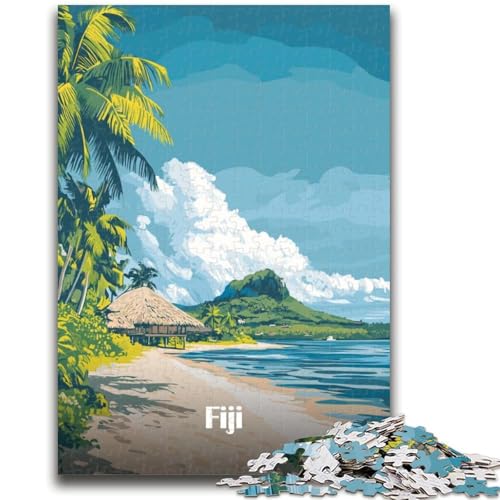 Fiji Island Paradise Puzzle für Teenager, 1000 Teile, Lernspielzeug, Familienspiele mit passendem Poster und Quizblatt, 1000 Teile (26x38cm) von NYANBFKEA