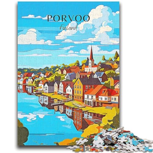 Finnland Porvoo Reise 1000-teiliges Puzzle für Erwachsene und Jugendliche, pädagogisches Spielzeug zum Stressabbau, ganze Familie, 1000 Teile (26x38cm) von NYANBFKEA