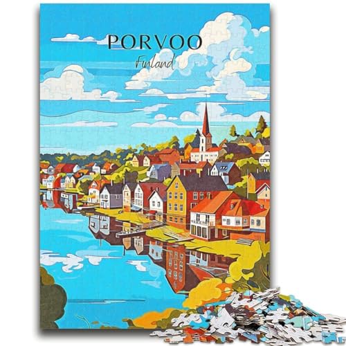 Finnland Porvoo Reisepuzzle für Erwachsene 1000 Teile, anspruchsvolles Spiel und Lernspiel für die ganze Familie zum Geburtstag, Weihnachten 1000 Teile (50x75cm) von NYANBFKEA