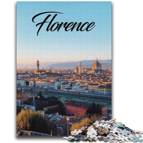 Florence Puzzle 2000 Teile für Teenager, Familienaktivität mit passendem Poster und Quizblatt für Kinder ab 14 Jahren, 2000 Teile (70x100cm) von NYANBFKEA
