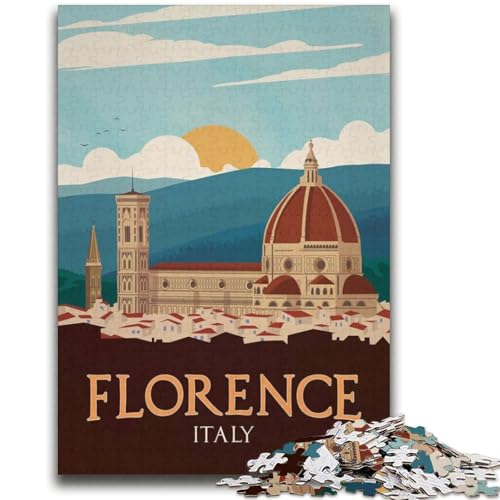 Florence Puzzle 2000 Teile für Teenager, Familienaktivität mit passendem Poster und Quizblatt für Kinder ab 14 Jahren, 2000 Teile (70x100cm) von NYANBFKEA