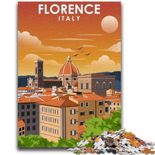Florenz, Italien, Reisekunst-Puzzle für Teenager, 1000 Teile, Lernspielzeug, Familienspiele mit passendem Poster und Quizblatt, 1000 Teile (26x38cm) von NYANBFKEA