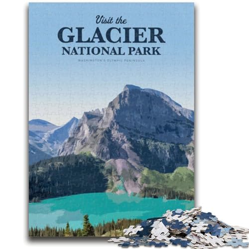 Glacier-Nationalpark 1000-teiliges Puzzle für Erwachsene und Jugendliche, Spielzeug, Lernspiele, Stressabbau, Wichtelgeschenke für Kinder ab 14 Jahren, 1000 Teile (50x75cm) von NYANBFKEA