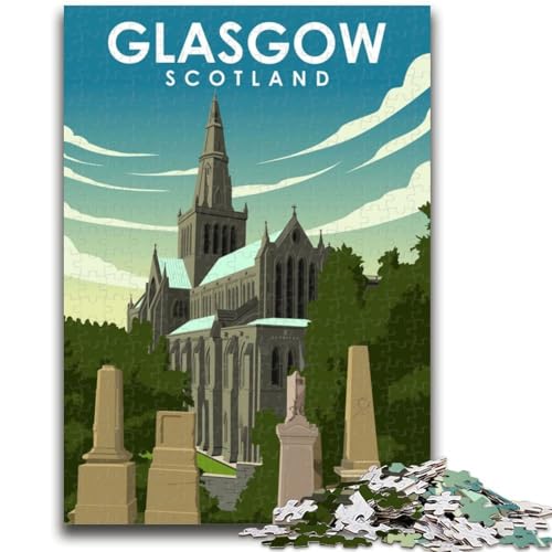Glasgow Schottland Kunstpuzzle 1000 Teile für Teenager ab 14 Jahren, Denksportaufgaben, Familienspiele, Weihnachts- und Geburtstagsgeschenke, 1000 Teile (50x75cm) von NYANBFKEA