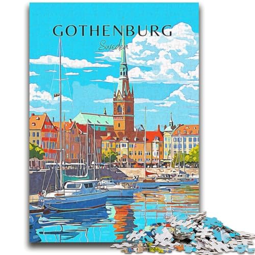 Göteborg, Schweden, Reise-Puzzle, 1000 Teile, für Erwachsene, Stressabbau, schwierige Herausforderung für die Heimdekoration, für Kinder ab 14 Jahren, 1000 Teile (26x38cm) von NYANBFKEA
