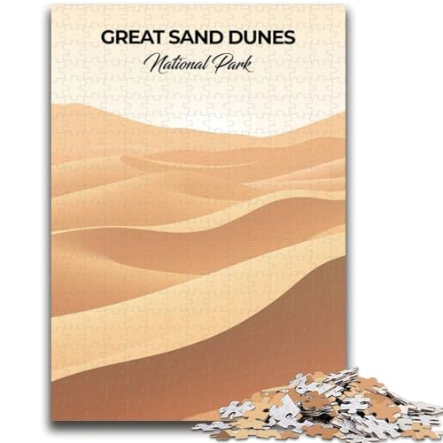 Große Sanddünen, 1000-teiliges Puzzle für Erwachsene, Lernspiele, DIY-Spielzeug mit passendem Poster und Quizblatt, für Kinder ab 14 Jahren, 1000 Teile (50x75cm) von NYANBFKEA