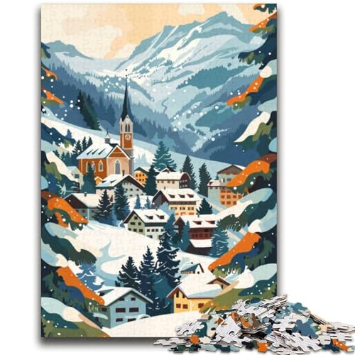 Gstaad-Poster-Puzzle 2000 Teile für Teenager-Geschenke, Familienspiel zum Stressabbau, schwierige Herausforderung, tolle Geschenke und Spielzeuge, 2000 Teile (70x100cm) von NYANBFKEA