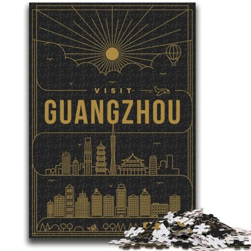 Guangzhou China 1000-teiliges Puzzle für Teenager, Geschenke, Familienspiel, Stressabbau, schwierige Herausforderung, tolle Geschenke und Spielzeuge, 1000 Stück (26x38cm) von NYANBFKEA