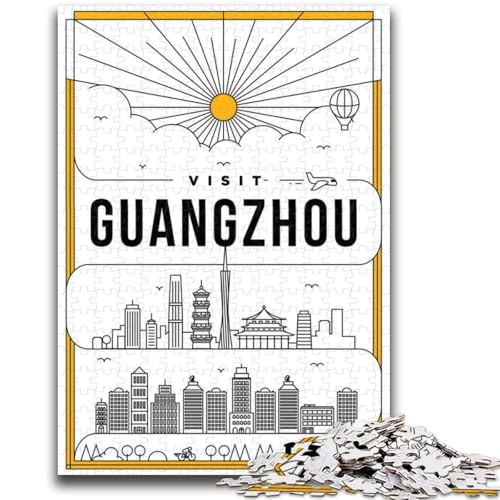 Guangzhou China Puzzle 1000 Teile für Teenager, Familienaktivität mit passendem Poster und Quizblatt für Alter 14+, 1000 Teile (26x38cm) von NYANBFKEA