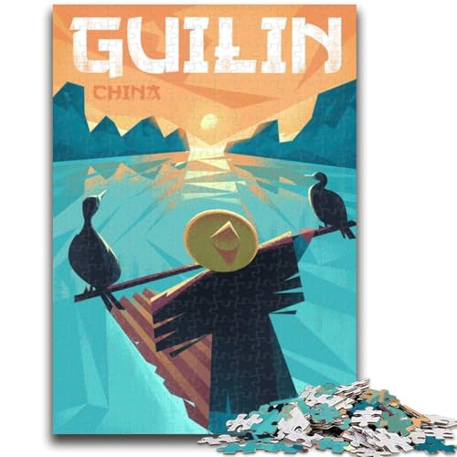 Guilin, China-Reiseplakat, 1000-teiliges Puzzle für Erwachsene und Jugendliche, pädagogisches Spielzeug zum Stressabbau, ganze Familie, 1000 Teile (50x75cm) von NYANBFKEA