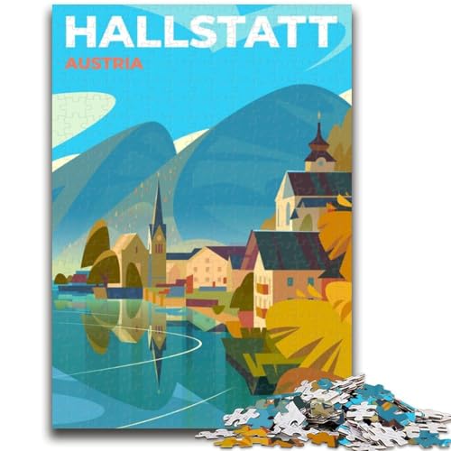 Hallstatt-Puzzle mit 1000 Teilen für Jugendliche, geeignet für Kinder ab 14 Jahren, Familienspaß, ganze Familie, 1000 Teile (26x38cm) von NYANBFKEA