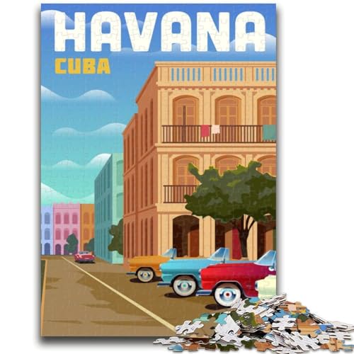 Havanna-Puzzle für Teenager, 1000 Teile, anspruchsvolles Spiel und Familienspiel mit passendem Poster und Quizblatt, 1000 Teile (26x38cm) von NYANBFKEA
