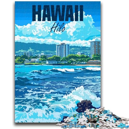 Hawaii Hilo City 1000-teiliges Puzzle für Erwachsene und Jugendliche, anspruchsvolles Spielgeschenk, ganze Familie, 1000 Teile (26x38cm) von NYANBFKEA