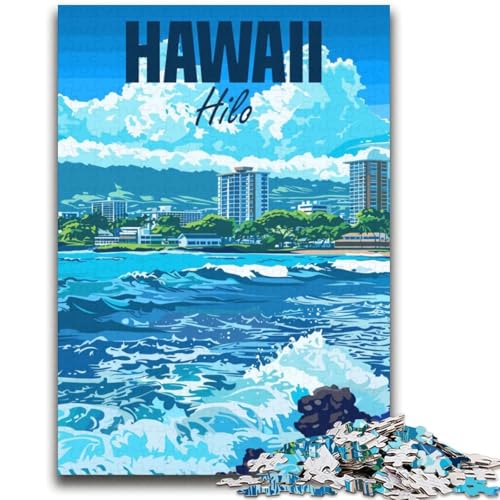 Hawaii Hilo City Puzzles für Erwachsene und Jugendliche, 2000-teiliges Puzzle, Lernspiele, DIY-Spielzeug mit passendem Poster und Quizblatt, für Kinder ab 14 Jahren, 2000 Teile (70x100cm) von NYANBFKEA