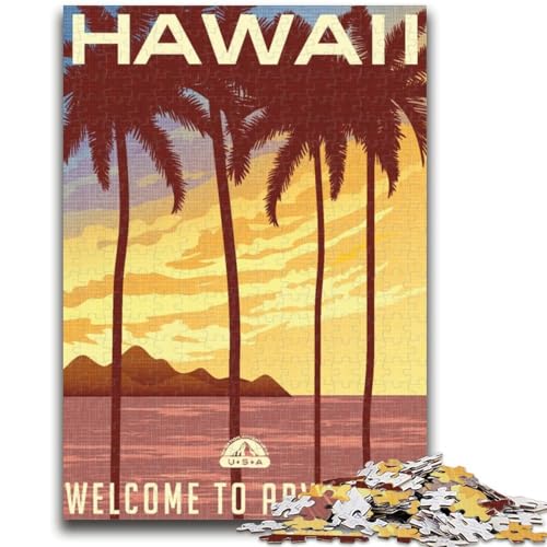 Hawaii-Puzzle für Teenager, 1000 Teile, Familienaktivität mit passendem Poster und Quizblatt für Kinder ab 14 Jahren, 1000 Teile (50x75cm) von NYANBFKEA