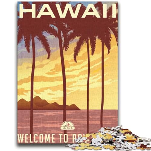 Hawaii-Puzzle für Teenager, 2000 Teile, Familienaktivität mit passendem Poster und Quizblatt für Kinder ab 14 Jahren, 2000 Teile (70x100cm) von NYANBFKEA