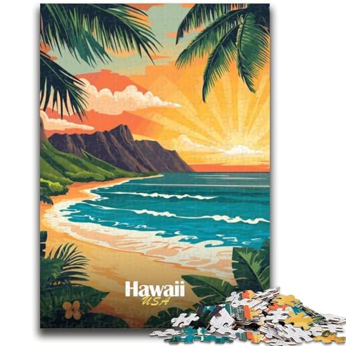 Hawaii Sunset Beach 1000-teiliges Puzzle für Erwachsene, Geschenke für Lernspiele, Herausforderungsspielzeug, Geburtstagsgeschenk, Geschenke, Wandkunst, 1000 Teile (26x38cm) von NYANBFKEA