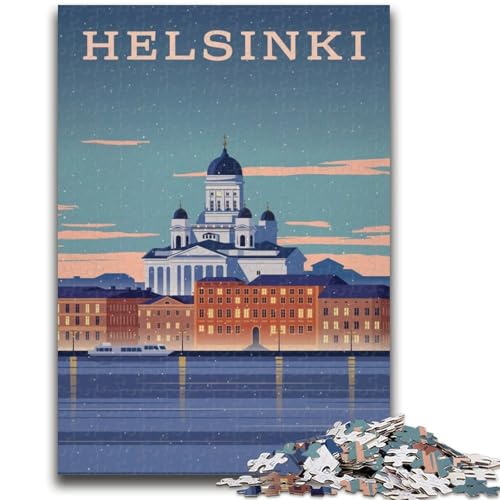Helsinki-Puzzles für Erwachsene und Jugendliche, 1000-teiliges Puzzle, Lernspiele, DIY-Spielzeug mit passendem Poster und Quizblatt, für Kinder ab 14 Jahren, 1000 Teile (26x38cm) von NYANBFKEA