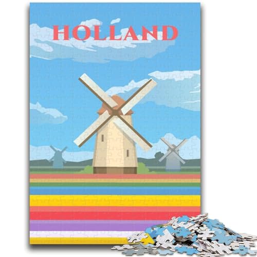 Holland-Puzzle 1000 Teile für Erwachsene und Jugendliche, anspruchsvolles Spiel und Familienspiel, Geburtstagsgeschenk, Geschenke, Wandkunst, 1000 Teile (50x75cm) von NYANBFKEA