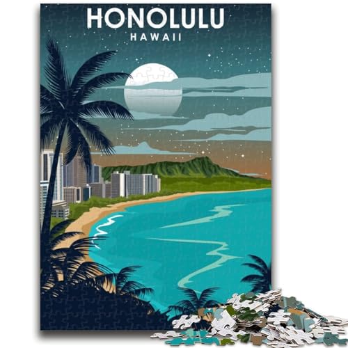 Honolulu,Hawaii bei Nacht,Puzzles für Erwachsene,1000 Teile,helfen dem Gehirn,süchtig machendes Spielzeug zu trainieren,um Geduld zu fördern,einzigartiges Herausforderungsspiel,1000 Teile (50x75cm) von NYANBFKEA