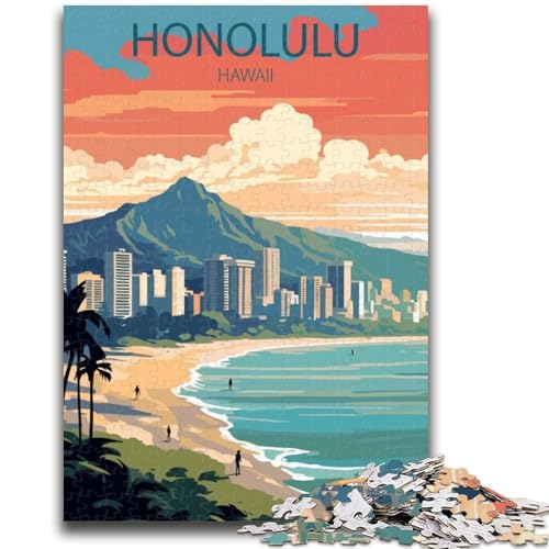 Honolulu Hawaii Puzzles für Teenager 1000 Puzzles, für 14+ Trainieren Sie Ihr Gehirn und Ihre Hände Weihnachtsspielgeschenke 1000 Teile (50x75cm) von NYANBFKEA