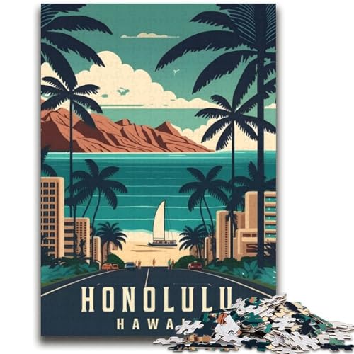 Honolulu Hawaii Reise-Puzzle, 2000 Teile, für Erwachsene, Lernspiele, DIY-Spielzeug mit passendem Poster und Quizblatt, für Kinder ab 14 Jahren, 2000 Teile (70x100cm) von NYANBFKEA