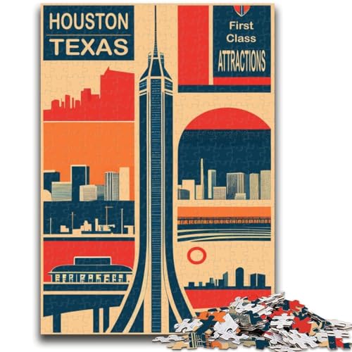 Houston 1000-teiliges Puzzle für Teenager, Geschenke, perfekt für Spieleabende, buntes Spielzeug als Geschenk für zu Hause, 1000 Teile (26x38cm) von NYANBFKEA