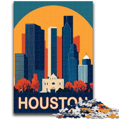 Houston Puzzles für Erwachsene und Jugendliche, 1000-teiliges Puzzle, Lernspiele, DIY-Spielzeug mit passendem Poster und Quizblatt, für Kinder ab 14 Jahren, 1000 Teile (26x38cm) von NYANBFKEA