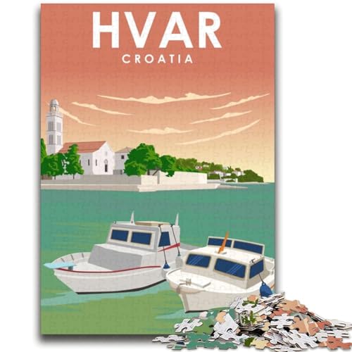 Hvar, Kroatien-Reiseposter, 2000-teiliges Puzzle für Teenager, Geschenke, perfekt für Spieleabende, buntes Spielzeug als Geschenk für zu Hause, 2000 Teile (70x100cm) von NYANBFKEA