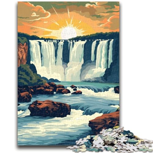 Iguazu Falls Sunset Puzzle 1000 Teile für Teenager-Geschenke, perfekt für Spieleabende, buntes Spielzeug für Zuhause, 1000 Teile (50x75cm) von NYANBFKEA