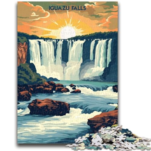 Iguazú-Wasserfälle-Puzzle für Teenager, 1000 Teile, anspruchsvolles Spiel und Familienspiel mit passendem Poster und Quizblatt, 1000 Teile (50x75cm) von NYANBFKEA