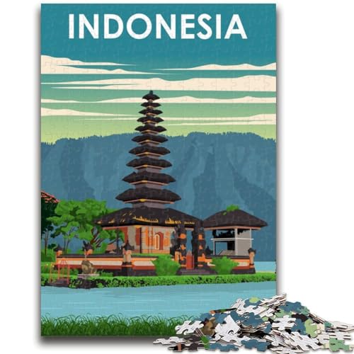 Indonesien-Reiseposter-Puzzles für Erwachsene, 1000 Teile, Spielzeug, Lernspiele, Stressabbau, Wichtelgeschenke für Kinder ab 14 Jahren, 1000 Teile (50x75cm) von NYANBFKEA