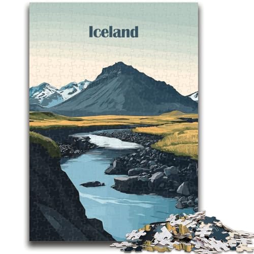 Island-Landschaftspuzzle für Teenager, 1000 Teile, Familienaktivität mit passendem Poster und Quizblatt, für Kinder ab 14 Jahren, 1000 Teile (50x75cm) von NYANBFKEA