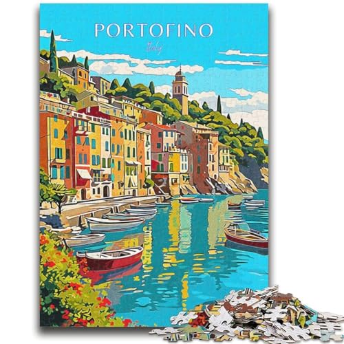 Italien Portofino Reisepuzzle 1000 Teile für Erwachsene, ab 14 Jahren, Denksportaufgaben, Familienspiele, Weihnachts- und Geburtstagsgeschenke, 1000 Teile (50x75cm) von NYANBFKEA