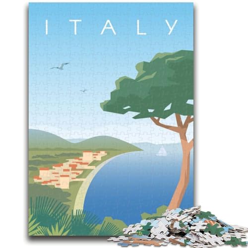 Italien-Puzzle für Teenager, 1000 Teile, Lernspielzeug, Familienspiele mit passendem Poster und Quizblatt, 1000 Teile (26x38cm) von NYANBFKEA