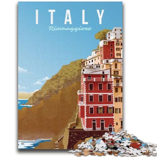 Italien Riomaggiore 1000-teiliges Puzzle für Erwachsene und Jugendliche, pädagogisches Spielzeug zum Stressabbau, ganze Familie, 1000 Teile (26x38cm) von NYANBFKEA