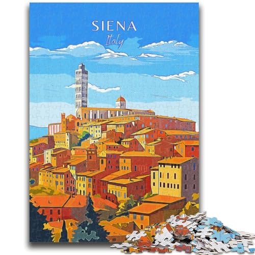 Italien Siena Reisepuzzle 1000 Teile für Erwachsene, Spielzeug, Lernspiele, Stressabbau, Wichtelgeschenke für Kinder ab 14 Jahren, 1000 Teile (50x75cm) von NYANBFKEA
