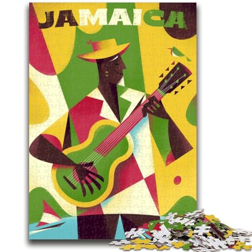 Jamaika-Musikposter, 1000-teiliges Puzzle für Erwachsene und Jugendliche, Spielzeug, Lernspiele, Stressabbau, Wichtelgeschenke für Kinder ab 14 Jahren, 1000 Teile (26x38cm) von NYANBFKEA