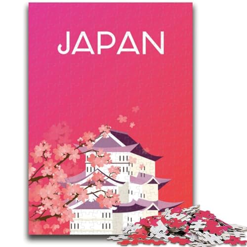 Japan Travel Art Pink 1000-teiliges Puzzle für Erwachsene und Jugendliche, Spielzeug, Lernspiele, Stressabbau, Wichtelgeschenke für Kinder ab 14 Jahren, 1000 Teile (26x38cm) von NYANBFKEA