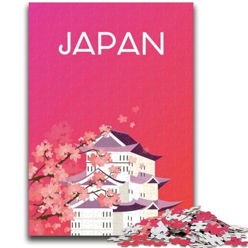 Japan Travel Art Pink 1000-teiliges Puzzle für Teenager, Geschenke, pädagogisches Spielzeug zum Stressabbau, ganze Familie, 1000 Stück (50x75cm) von NYANBFKEA