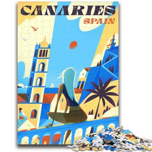Kanaren Spanien Reiseposter-Puzzles für Erwachsene und Jugendliche ab 14 Jahren, lustige Spiele, lustige Aktivitäten zu Hause, Geburtstagsgeschenke, Reisegeschenke, 1000 Teile (26x38cm) von NYANBFKEA