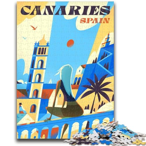Kanarische Inseln, Spanien-Reiseplakat, 1000-teiliges Puzzle für Erwachsene und Jugendliche, Spielzeug, Lernspiele, Stressabbau, Wichtelgeschenke für Kinder ab 14 Jahren, 1000 Teile (50x75cm) von NYANBFKEA