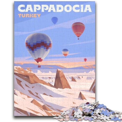Kappadokien-Heißluftballons-Puzzle für Teenager, 1000 Teile, Lernspielzeug, Familienspiele mit passendem Poster und Quizblatt, 1000 Teile (50x75cm) von NYANBFKEA