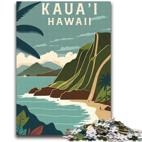 Kauai Hawaii Reisepuzzle für Erwachsene, 2000 Teile, anspruchsvolles Spiel und Lernspiel für die ganze Familie zum Geburtstag, Weihnachten, 2000 Teile (70x100cm) von NYANBFKEA