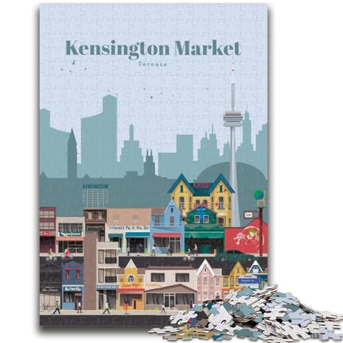 Kensington Market Toronto Puzzle für Teenager, 1000 Teile, anspruchsvolles Spiel und Familienspiel mit passendem Poster und Quizblatt, 1000 Teile (50x75cm) von NYANBFKEA