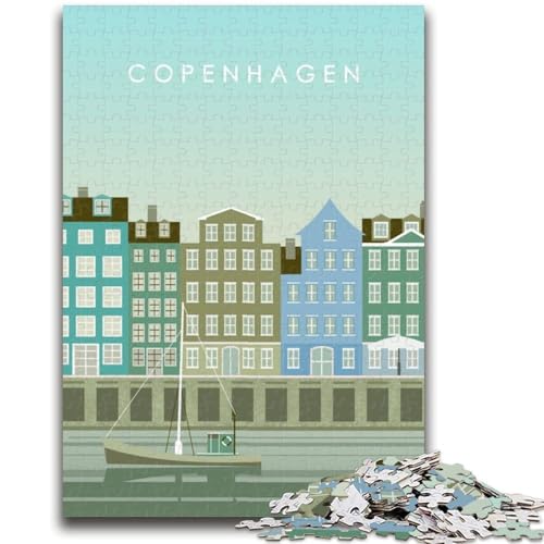 Kopenhagen 1000-teiliges Puzzle für Teenager, Geschenke, perfekt für Spieleabende, buntes Spielzeug als Geschenk für zu Hause, 1000 Teile (50x75cm) von NYANBFKEA