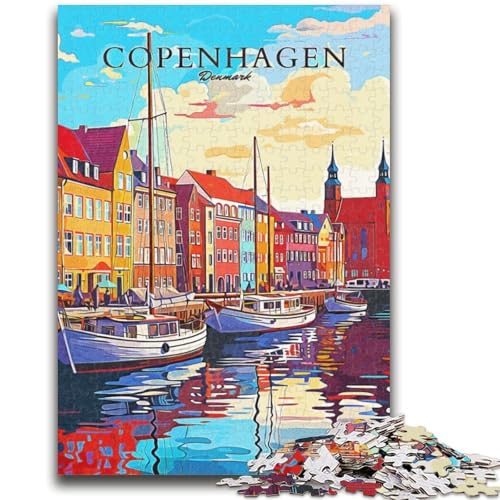 Kopenhagen Dänemark Reise-Puzzle für Erwachsene 1000 Teile, anspruchsvolles Spiel und Lernspiel für die ganze Familie zum Geburtstag, Weihnachten 1000 Teile (26x38cm) von NYANBFKEA